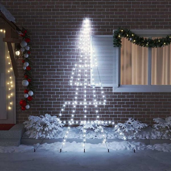 vidaXL LED Kerstboom met Grondspiesjes Koudwit 300 cm Metaal