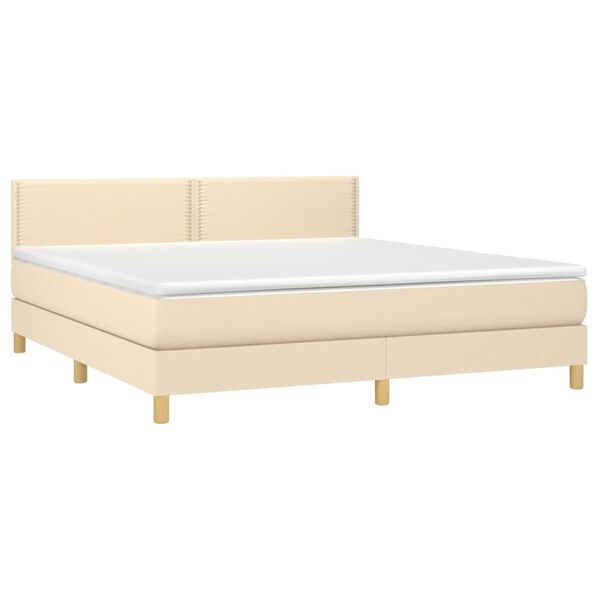 vidaXL Boxspring met matras en LED stof cr&egrave;mekleurig 160x200 cm