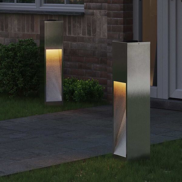 vidaXL Zonne LED Padverlichting 2 pcs Zilver Roestvrij staal