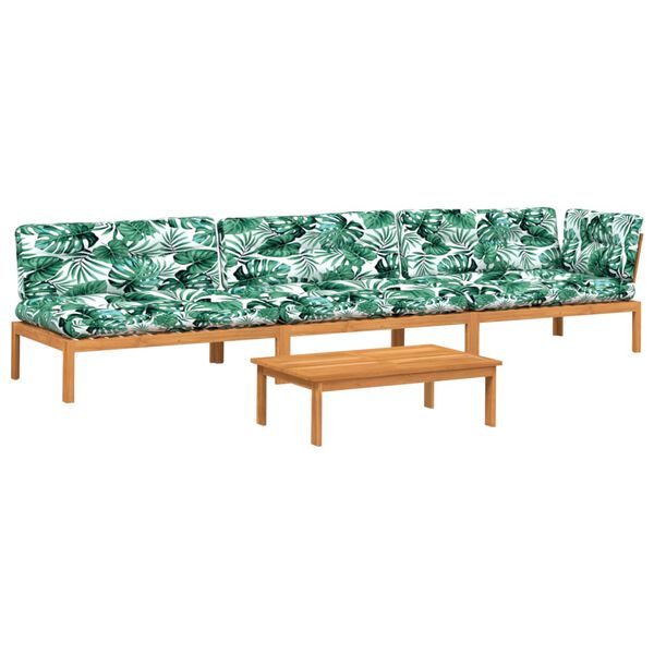 vidaXL 4-delige Loungeset pallet met kussens massief acaciahout
