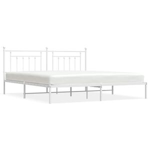 vidaXL Bedframe met hoofdbord metaal wit 193x203 cm
