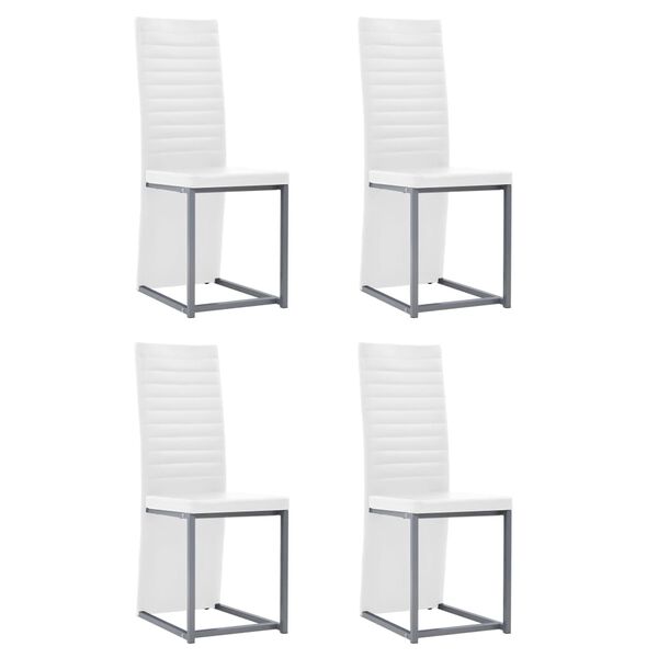 vidaXL Eetkamerset staal en gehard glas zwart en wit 5-delig