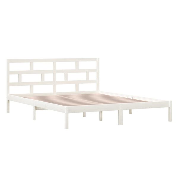 vidaXL Bedframe massief hout wit 120x190 cm