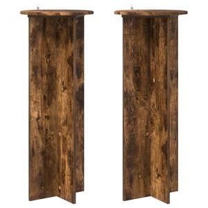 vidaXL Plantenstandaard 2 st Gerookt eiken &Oslash;40 x 100 cm Bewerkt hout