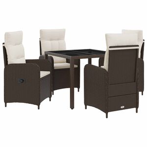 vidaXL Buiten eettafelset 5 st Bruin en Cr&egrave;me Wit poly rattan