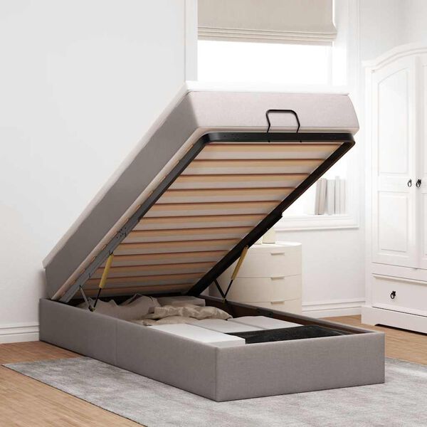 vidaXL Ottoman bed met matras 100x200cm stof taupe