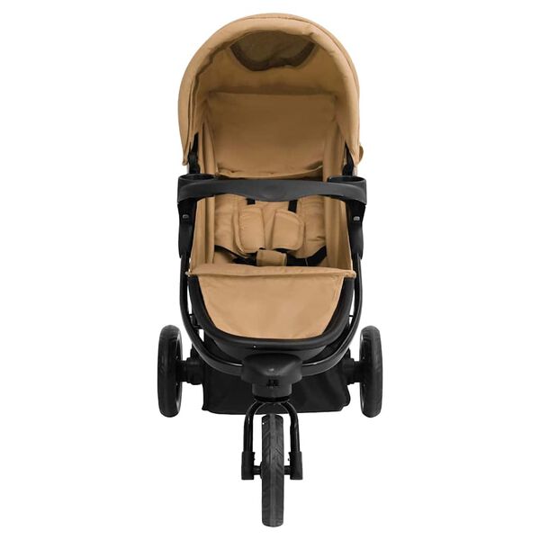 vidaXL Kinderwagen met 3 wielen staal taupe en zwart