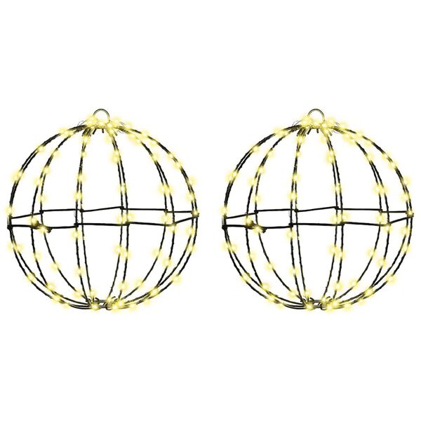vidaXL Bal met 192 LED 2 pcs Warmwit 30 x 30 x 32 cm Metaal