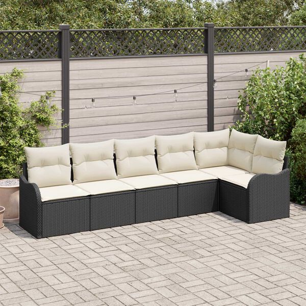 vidaXL Tuin Sofa Set met kussen met opslag 6 pcs Zwart Poly riet
