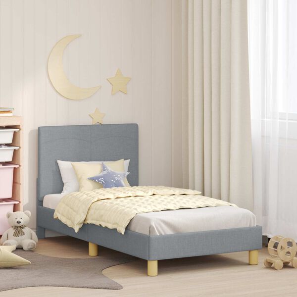 vidaXL Bedframe voor kinderen met hoofdbord Lichtgrijs 80 x 160 cm