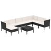 vidaXL 9-delige Loungeset met kussens poly rattan zwart
