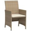 vidaXL 3-delige Bistroset met kussens poly rattan beige