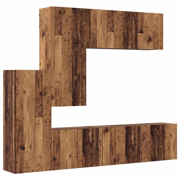 vidaXL TV-wandmeubel Wandgemonteerd 5 pcs Oud Hout Bewerkt hout