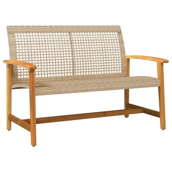 vidaXL 5-delige Loungeset poly rattan en acaciahout beige