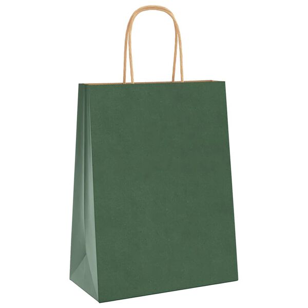 vidaXL Papieren zakken 50 st met hengsels 21x11x28 cm groen