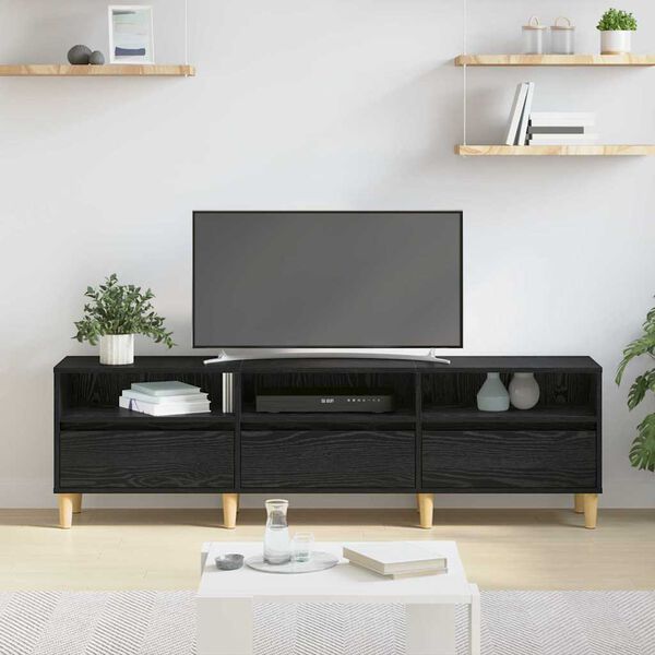 vidaXL TV-kast met lade Zwart Eiken 150 x 30 x 45 cm Bewerkt hout