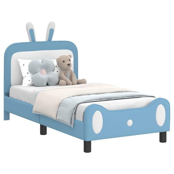 vidaXL Bedframe voor kinderen met hoofdbord Blauw 80 x 160 cm PU