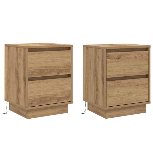 vidaXL Nachtkastje 2 pcs Artisan Eiken 39 x 34,5 x 50 cm Bewerkt hout