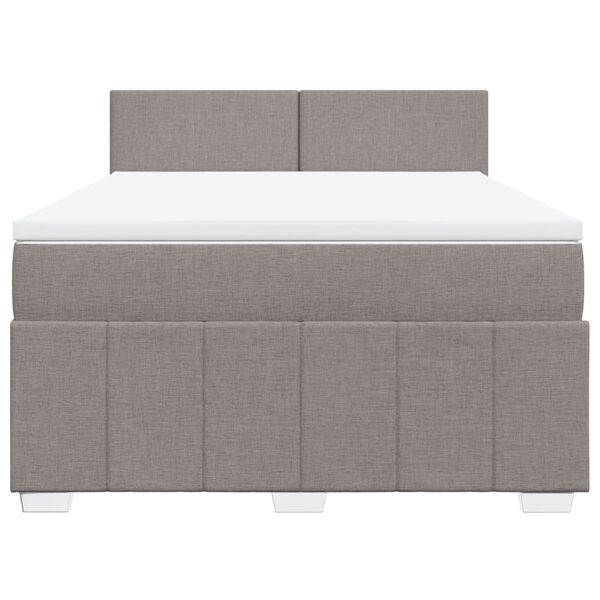 vidaXL Boxspring met matras stof taupe 140x190 cm