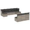 vidaXL 10-delige Loungeset met kussens poly rattan lichtgrijs