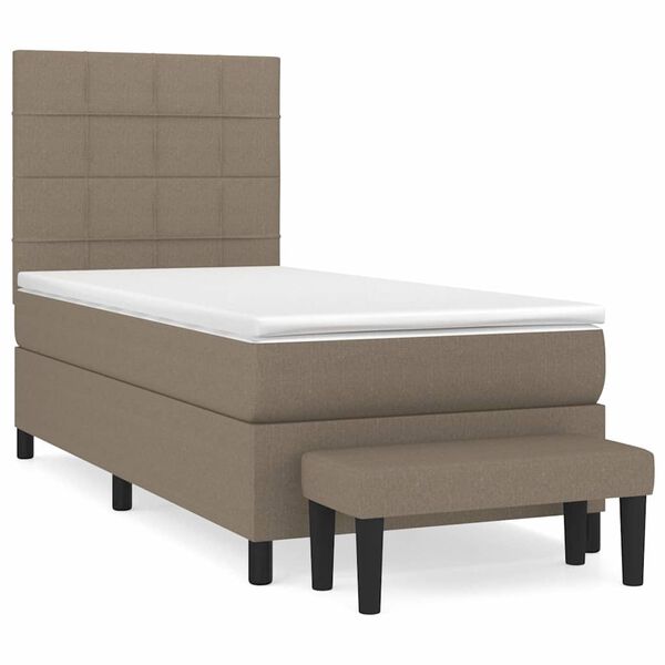 vidaXL Boxspring met matras stof taupe 90x190 cm