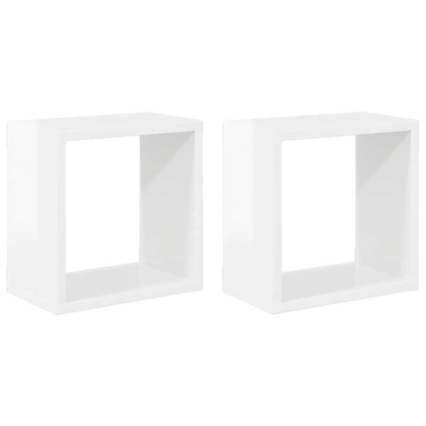 vidaXL Wandschappen kubus 2 st 26x15x26 cm hoogglans wit