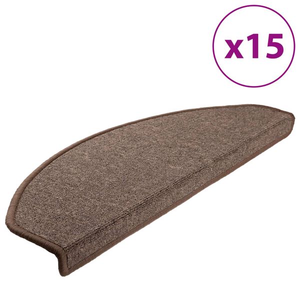 vidaXL Trapmatten 15 st 65x24x4 cm Koffiebruin Halfrond Groot