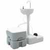 vidaXL Camping Toilet Set 2 st Grijs 50,5 x 33 x 103 cm