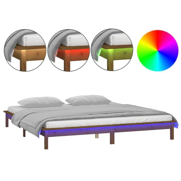 vidaXL Bedframe LED hout honingbruin 120x190 cm