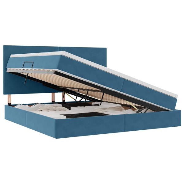 vidaXL Opslag bed met matras Donkerblauw 200 x 200 cm Fluweel