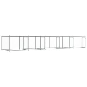 vidaXL Hondenhok met deuren 10x2x1,5 m gegalvaniseerd staal grijs