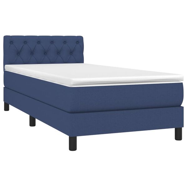 vidaXL Boxspring met matras en LED stof blauw 80x200 cm