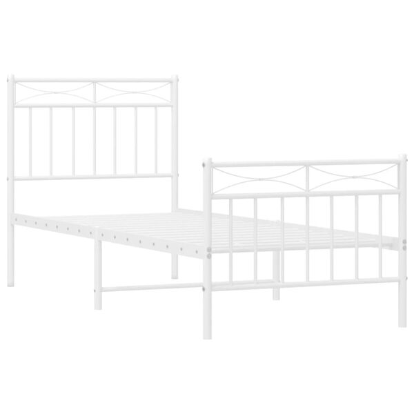 vidaXL Bedframe met hoofd- en voeteneinde metaal wit 75x190 cm