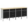 vidaXL Werk kast met lade 4 st Zwart en Grijs 200 x 55 x 85 cm