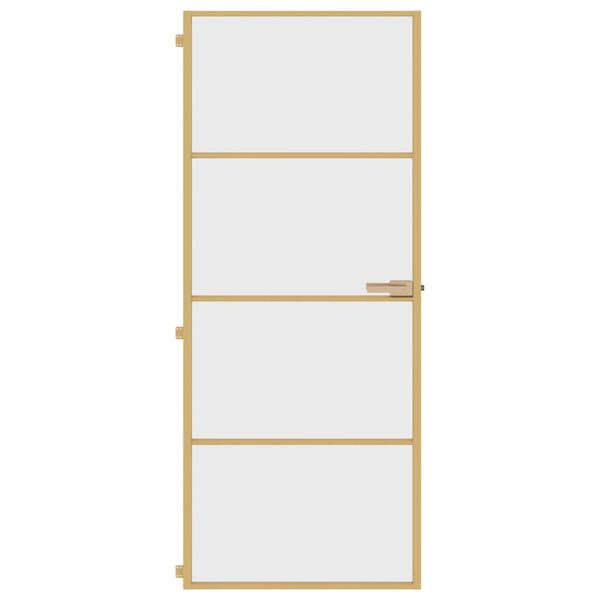 vidaXL Binnendeur smal 83x201,5 cm gehard glas en aluminium goudkleur