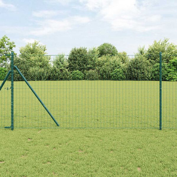 vidaXL Hek met Paal Groen 1 x 10 m Staal en PVC
