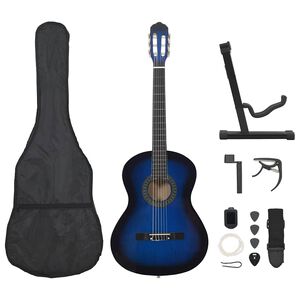 vidaXL 12-delige Gitaarset klassiek beginner 4/4 39" blauw