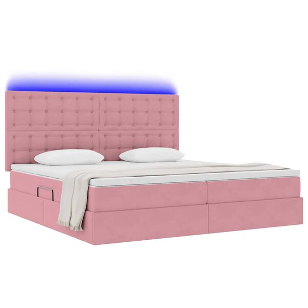 vidaXL Opbergbed met LED met matras met LED Roze 200 x 200 cm Fluweel