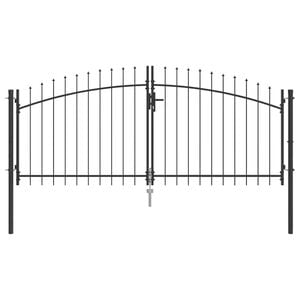 vidaXL Dubbele Poort met slot Grijs 299,5 x 174,5 cm Staal