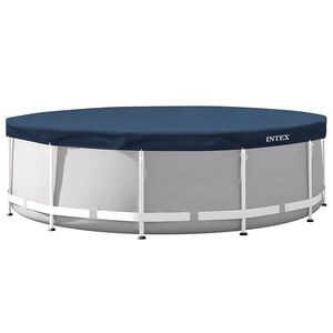INTEX Zwembadcover INTEX &Oslash;366 x 20 cm Rond PVC Donkerblauw en grijs