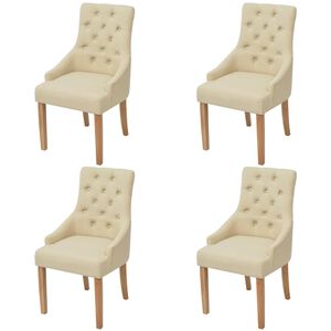 vidaXL Eetkamerstoelen 4 st stof cr&egrave;mekleurig