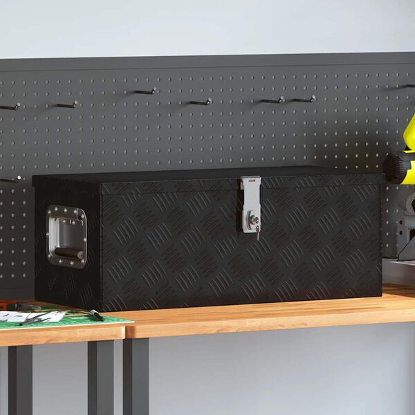 vidaXL Opbergbox 70x31x27 cm aluminium zwart