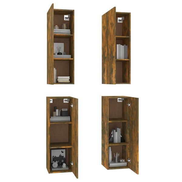 vidaXL Tv-meubelen 4 st 30,5x30x90 cm bewerkt hout gerookt eikenkleur