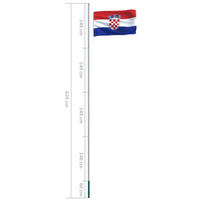 vidaXL Vlag met vlaggenmast Kroatië 6,2 m aluminium