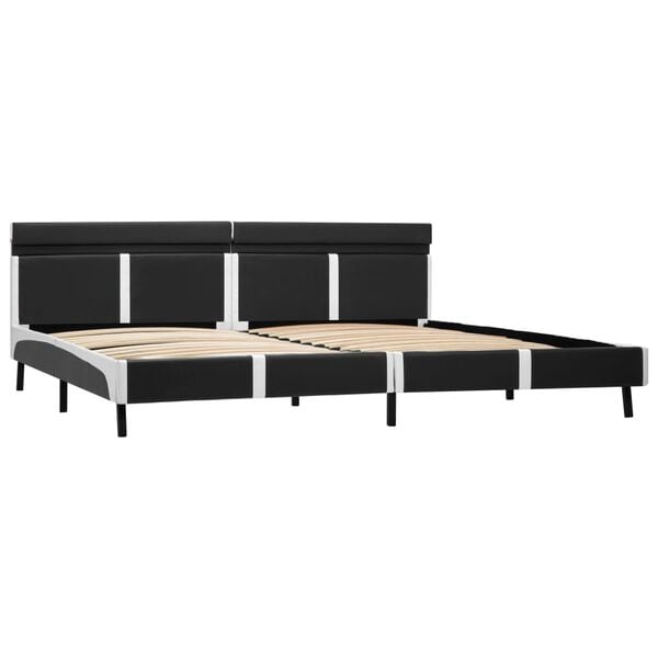 vidaXL Bedframe met LED kunstleer grijs 180x200 cm
