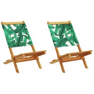 vidaXL Tuinstoelen 2 st bladpatroon massief acaciahout en stof