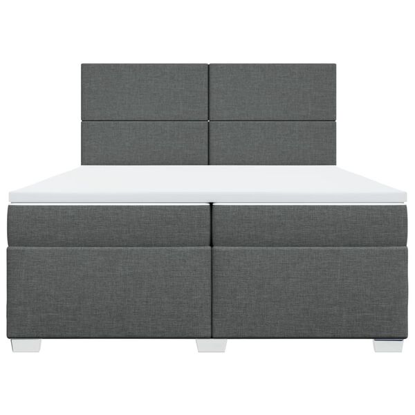 vidaXL Boxspring met matras stof donkergrijs 200x200 cm