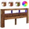 vidaXL Hoofdeinde met LED 200x18,5x103,5 cm bewerkt hout oud hout