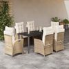 vidaXL 7-delige Tuinset met kussens poly rattan beige