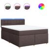 vidaXL Boxspring met matras stof donkerbruin 160x200 cm